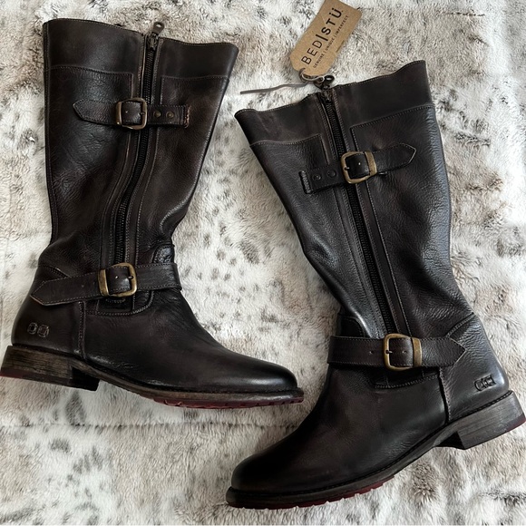 New Bed Stu GoGo Lug Wide Calf Leather Boots Black Rustic sz 9.5 - Picture 10 of 16